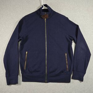 VTG Polo Ralph Lauren Sweater Full Zip Neck Strap Medium Leather